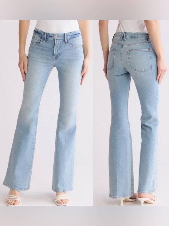 Good American Denim - Good American Light Blue High-Rise Flare Jeans